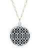 Symi large silver enamel pendant black