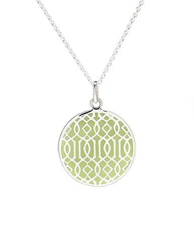 Symi silver enamel pendant green