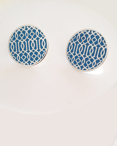 Symi silver enamel earrings blue