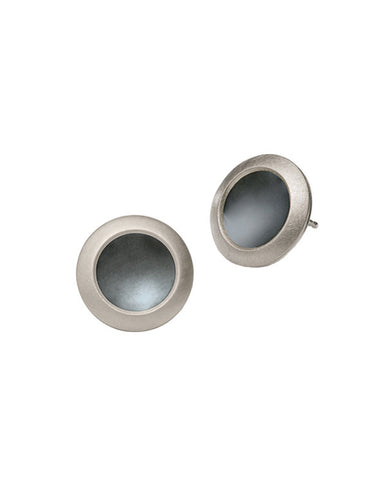 Button Earrings blackened silver