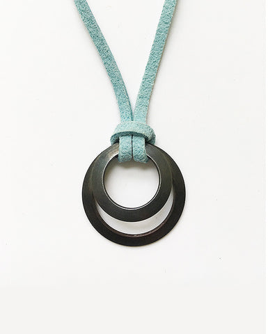 Clasp Pendant blackened suede light blue