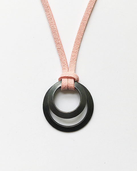 Clasp Pendant blackened suede pink