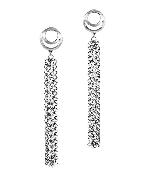 Clasp Tassel Earrings Silver