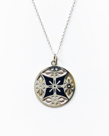 Nikko Pendant silver enamel navy