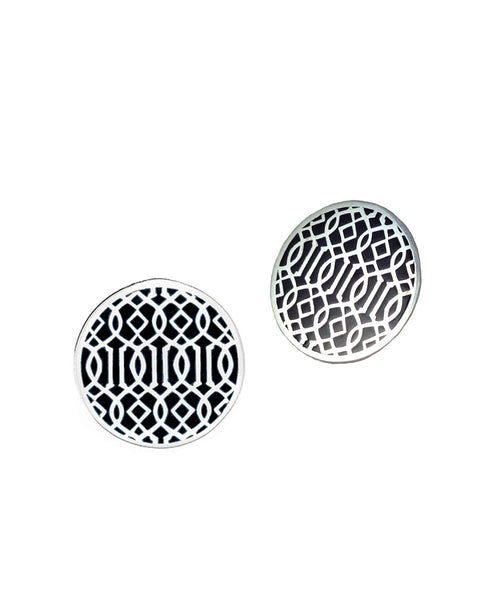 Symi silver enamel earrings black